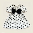 thumbnail image 5 of Teylalorva Girls Short Sleeve Dress, Cotton Ruffles Polka Dots Summer Cute Bow Casual A-Line Midi Dress Black 3-6Months, 5 of 8