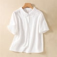 thumbnail image 2 of JJHGVB Loose Fit Cotton Linen Shirts Going Out Tops Cotton Summer Tops Cute Shirts Comfort Office Work Tops Dressy Casual Basic Tee Soft Beach Casual White S, 2 of 9