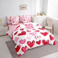 thumbnail image 3 of Homewish Cartoon Heart Pattern 7-Piece Twin Bedding Sets,Graffiti Kawaii Loves Bedding Comforter Set,Pink Red White Sheet Sets For Girls Teens,Microfiber Bedroom Decor Reversible, 3 of 8