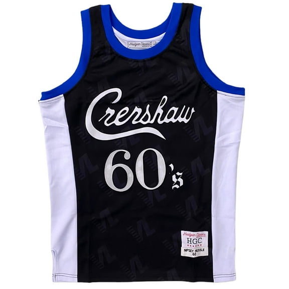 Nipsey Hussle Men's Headgear Classics Crenshaw 60's Neighborhood Embroidered Basketball Jersey (Small, Black)