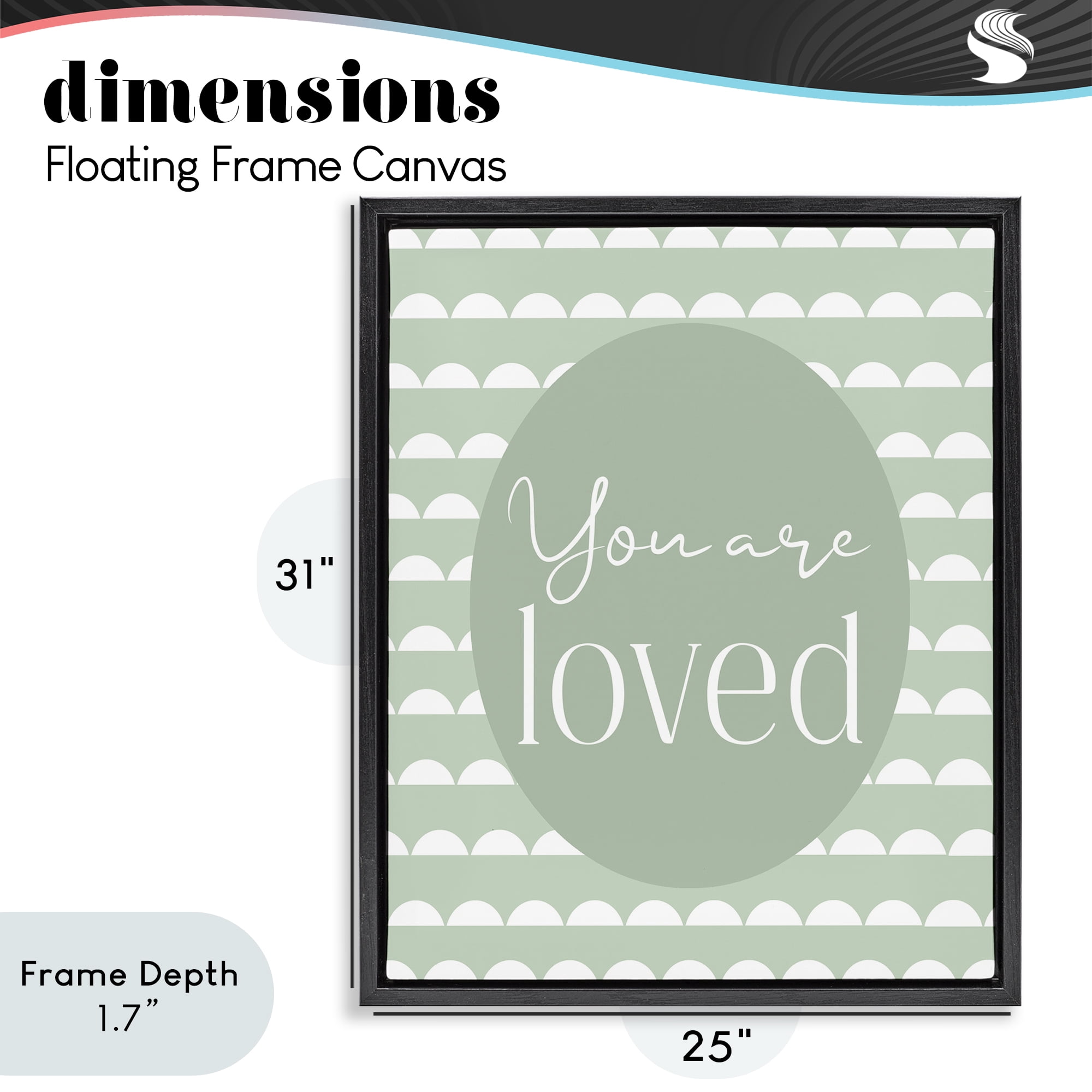 Stupell Industries You Are Loved Light Green Black Framed Floater Canvas Wall Art, design by Christine Simpson Art