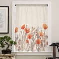 thumbnail image 4 of Orange Spring Floral Semi Sheer Curtains Drapes for Living Room, Bedroom, French Doors Window 63 Inches Long, Watercolor Farmhouse Botanical Rod Pocket Chiffon Curtain Drapery Voile Draperies Panel, 4 of 6