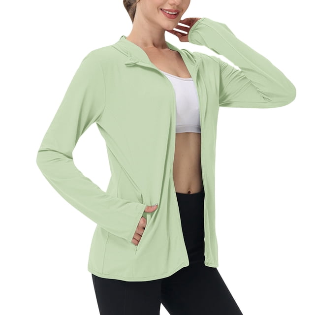 Long Sleeve Jackets for Women Quick Dry Athletic Stretch Blouses Rash Guard Slim Fit Shirts Tops Hiking Running Blouse Sun Protection Hoodie