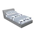 thumbnail image 2 of Nordic Fitted Sheet & Pillow Sham Set, Pixel Art Style Christmas Pattern with Reindeer and Snowflake Motifs, Decorative Printed 4 Piece Bedding Decor Set, Twinxl, Pale Blue Dark Blue, by Ambesonne, 2 of 3