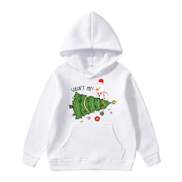MIASHUI Chandail à Capuchon & Chandails en Molleton pour Filles Motif de Vacances de Noël pour Enfants Imprimé Lettre Sweat à Capuche pour Enfants Style à la Mode et Confortable