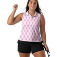 thumbnail image 4 of Pink Argyle Sleeveless Golf Shirts For Women Moisture Wicking Sports V-Neck Polo Lightweight Quick Dry Womens Tank Tops 3XL, 4 of 9
