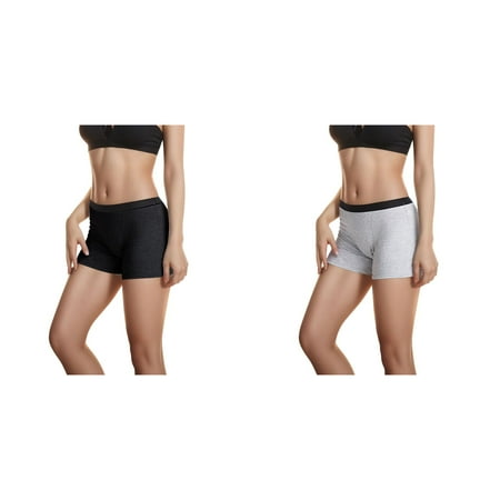 Lojoutye 2 Pack(Black 1PCS & Grey 1PCS) Multipack Women Plus Size Underwear Absorbent Underwear for All Women Cotton Panties Pack Day and Night