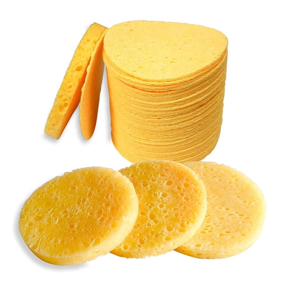 Duslogis 50Pcs Facial Sponges with Case for Travel,Compressed Facial Sponges,100% Natural Cellulose Facial Cleansing Sponges
