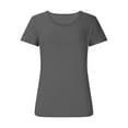 thumbnail image 4 of Bmawag Womens Blouses Plus Size Short Sleeve Crew Neck Solid Color Pullover Tops Women's Casual Comfortable Loose Sweatshirt Dark Gray S, 4 of 6