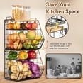 thumbnail image 4 of 3 Tier Fruit Basket For Kitchen With Bamboo Cutting Board 2 Set Pantry Kitchen Organizers And Storage Stackable Wire Wall Basket Onion Potato Vegetable Storage For Countertop Floor Cabinet Shelf, 4 of 5