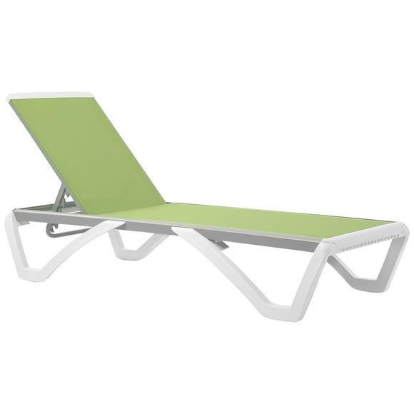 Outsunny Outdoor Chaise Lounge Chair - Adjustable Backrest with 5 Levels, Portable Wheels, Breathable Mesh Fabric, for Pool, Deck, Garden - Blue