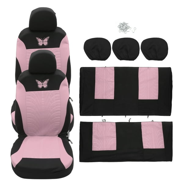 Kit universal de 9 fundas para asientos de coche Unique Bargains lavables patrón de mariposa color rosa