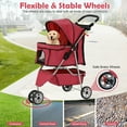 thumbnail image 4 of NiamVelo 3 Wheels Dog Stroller Folding Pet Stroller Cat Stroller Travel Carrier Strolling Cart W/Cup Holder & Storage Basket for Puppy&Cats, Red, 4 of 8