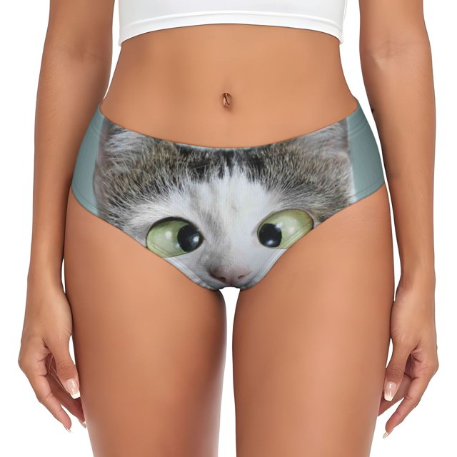 Fotbe Funny Cat Calzones Estampados para Mujer – Ropa Interior de Algodón, Cómoda, Suave y Elástica-XX-Large