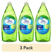 (3 pack) Great Value Antibacterial Hand Soap Ultra Dish Liquid, Crisp Apple, 40 fl oz