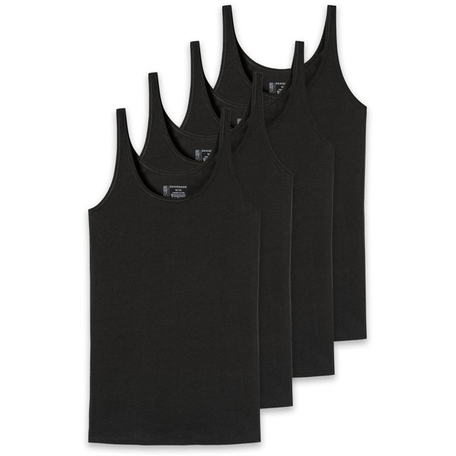 SCHIESSER Top con Tirantes para Mujer, Paquete de 4 - Single Jersey, Serie 95/5, uni Negro L (Large)
