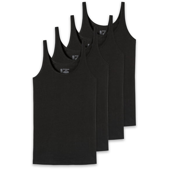 SCHIESSER Top con Tirantes para Mujer, Paquete de 4 - Single Jersey, Serie 95/5, uni Negro L (Large)