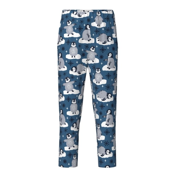 Xecao Snow Penguin Print Teenagers' Pajama Pants Long Sleep Pants Soft Elastic Waist Pajama Bottoms Elastic waist with 2 Pockets 5-16 Years-XS(5-6)