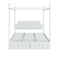 thumbnail image 4 of Upholstered Headboard Queen Metal Canopy Platform Bed With 2 Storage , Engaging For Queen, Headboard, Drawers, White, 4 of 7