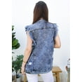 thumbnail image 5 of Womens Oversized Distressed Sleeveless Denim Vest Pockets Jean Jacket, 5 of 7