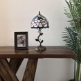 thumbnail image 5 of Tiffany Table Lamp Blue Pink Stained Glass Hummingbird Flowers LED Bulb Included for Living Room Bedroom Bedside 8"W*8"D*16"H, 5 of 5