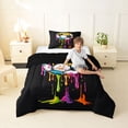 thumbnail image 4 of Erosebridal Watercolor Ice Cream Football Kids Twin Comforter Sets,Soccer Sport Games Ball Lover Bedding Set,Reversible Black 2-Piece, 4 of 7