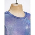 thumbnail image 5 of Moggemol Kids Girls Sparkly Metallic Shiny T-shirt Boys Short Sleeves Loose T-Shirt for Dance Royal Blue 140, 5 of 7