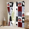 thumbnail image 3 of Homewish Jungle Deer Bear Curtains Pack of 2 (42x84 Each),Patchwork Plaid Grid Curtains Blackout,Red Gray White Bedroom Curtains For Boys Kids,Ultra Soft Home Decor, 3 of 6