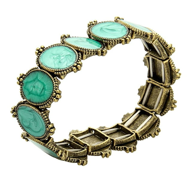 elástica resina azul de bronce vintage para mujer Yuyangstore Pulsera elástica vintage