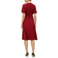 thumbnail image 3 of Work Dress for Women A-Line Short Sleeve Business Elegant Midi Dresses S Red, 3 of 6