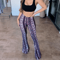 thumbnail image 4 of goowrom Femmes Boho Taille Haute Impression Stretch Cloche Bas Fusée Pantalons de Palazzo Pantalons, 4 of 6