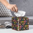 thumbnail image 6 of Lsque Mexican Folk Art Floral Printed Tissue Box Cover Holder, Facial Paper Organizer Dispenser,Square with Bottom Belt, PVC Leather Decorative Organizer, 6 of 8