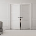 thumbnail image 2 of 72" x 80" 3 Paneled Solid Manufactured Wood 80'' Interior French Doors With Hardware Kit / Frame, 2 of 9