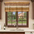 thumbnail image 6 of Farmhouse Yellow Brown Curtain Valances for Windows, Kitchen Valance Window Treatments Panel 2 Pack, Vintage Wooden Striped Rod Pocket Short Curtains for Bathroom Bedroom 42 x 12 Inch, 6 of 8