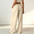 thumbnail image 5 of Women's Cotton Linen Wide Leg Pants Summer Casual Button up High Waisted Loose Trousers with Pockets by Yigetop Beige L, 5 of 7