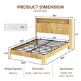 thumbnail image 4 of Queen Bed Frame with Bookcase Headboard, Wooden Platform Bed Frame Queen Size with Charging Station, Noise Free, No Box Spring Needed, Natural, 4 of 9