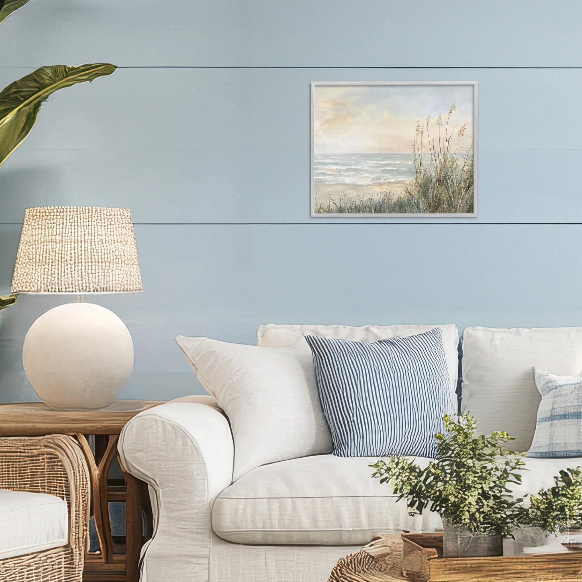 Stupell Industries Scenic Beach Dunes at Dawn Gray Framed Giclee Art, design by Petal Prints Design