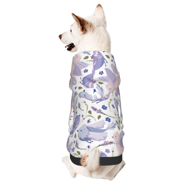 Fotbe Lavender Flowers Sudadera con Estampado para Perros Pequeños – Suéter con Capucha para Mascotas, Tela Suave de Forro Polar con Bolsillo-X-Small