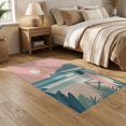 thumbnail image 2 of ODIKA 5'x7' Pink Teal Serene Coastal Escape Design Washable Area Rug Chic Surfside Aesthetic with Beach Vibes Non-Slip, Low Pile, Stain Resistant for Guest Room, Lounge, Apartment, 2 of 7