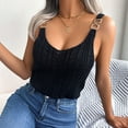 thumbnail image 7 of Wycnly Tank Tops for Women Sexy Slim Fit Knitted Hollowed Metal Strap Vest Summer Solid Round Neck Sleeveless Shirts Fashion Blouses Black s, 7 of 7