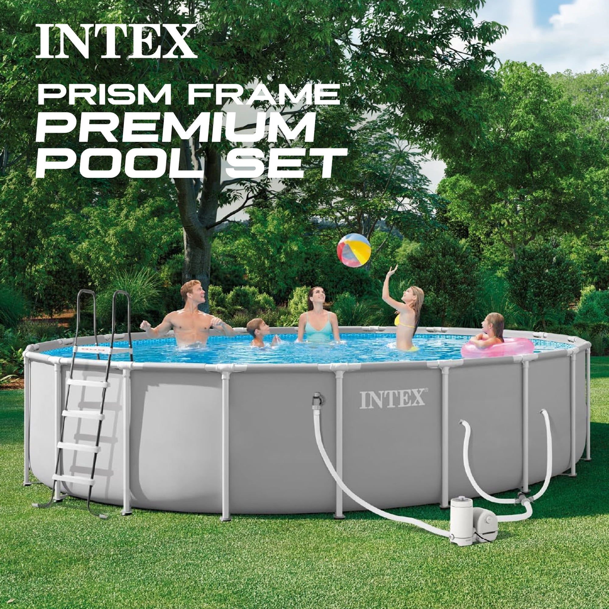 INTEX 26755EP Prism Frame 20'x52\" Above Ground Pool w/ Pump, Ladder, Cover, Ground Cloth