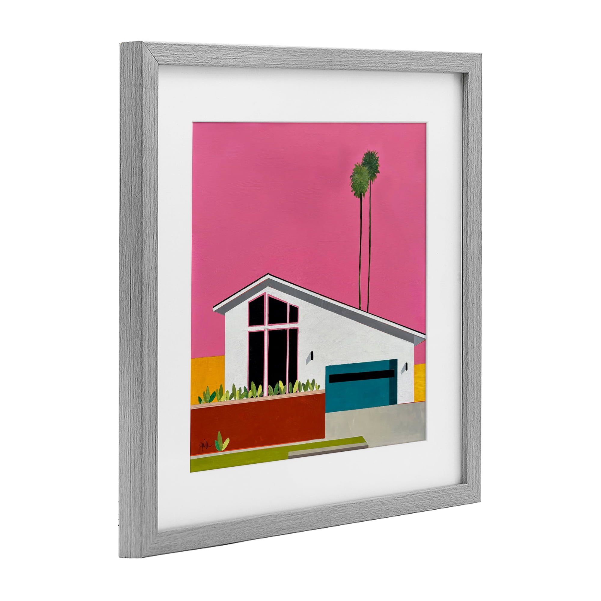 Stupell Industries Pink Sunkissed Suburbia Gray Framed Print Under Glass, design by Jan Weiss