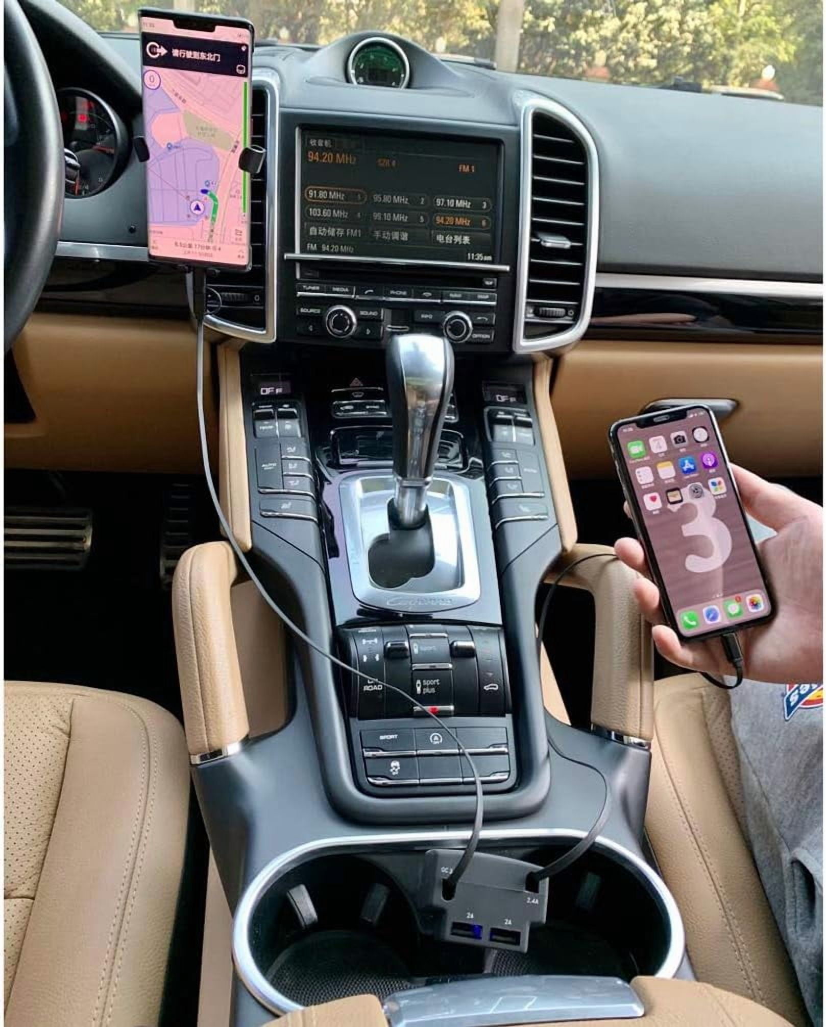 Retractable Car Charger Compatible with iPhone Cell Phone, Fast Charge 2.4A 44W, Retractable Cables (3Ft) and 2 USB Ports Car Charger Adapter, FHDFHD Charger