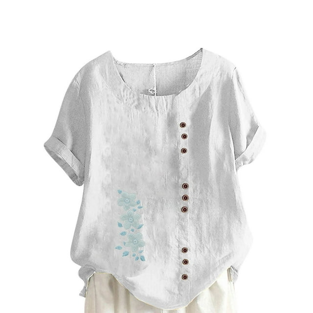 Túnica de Manga Corta Tops para las Mujeres Océano Pescado Impreso Blusa, Ropa Casual Ver Botón Arriba Camiseta