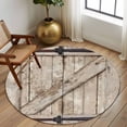 thumbnail image 2 of Round Rugs 7 Ft, Farmhouse Wood Grain Non Slip Area Rugs for Kitchen Bedroom Entryway, Vintage Country Barn Gate Brown Washable Carpet Runner Rug Floor Mats for Bedroom Home Decor, 2 of 8