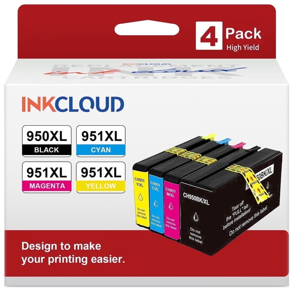 950XL 951XL Ink Compatible for 950 951 Printer Ink Cartridges for OfficeJet Pro 251dw 276dw 8100 8600 8610 Printer, 4 Pack