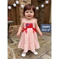thumbnail image 4 of BemeyourBBs Kids Toddler Baby Girl 4th of July Dress Outfit Baby Girl Independent Day Summer Dress Patriot American Flag Embroidery Spaghetti Strap Sleeveless Square Neck Ruffled Dress, 4 of 9