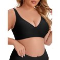 thumbnail image 4 of INSPIRE CHIC Women's Deep V Seamless Wirefree Adjustable Straps Bras Light Soft Cup Plus Size Lingerie L Black, 4 of 4