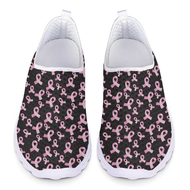 Zapatillas deportivas con estampado de cinta rosa, ligeras, antideslizantes, para correr al aire libre, con temática de enfermera médica, zapatos de malla sin cordones para mujer