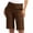 Brown1, variant on Dgankt Shorts for Women Summer Plus Size High Elastic Waisted Knee Length Straight Leg Bermuda Short with Pockets,Sizes S-5XL